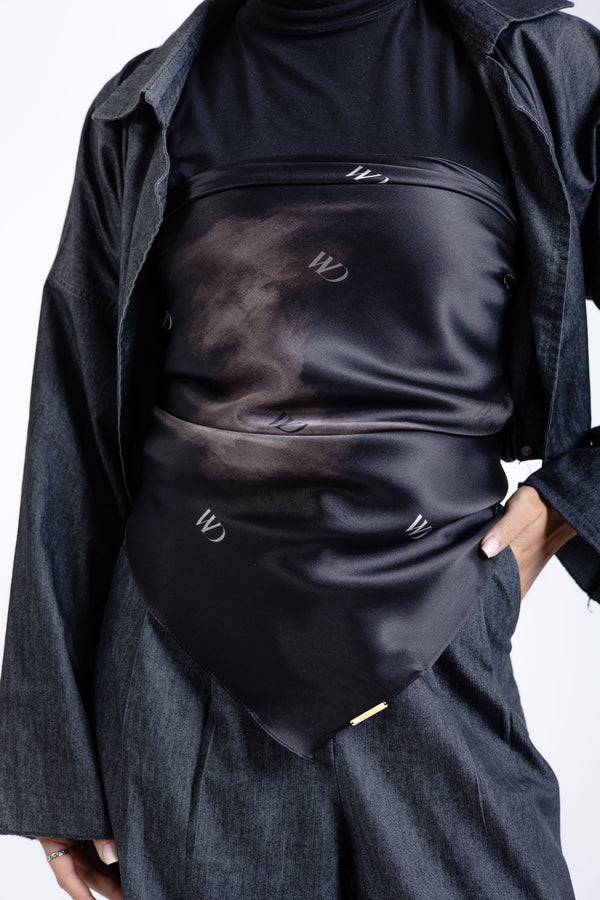Divine Noire Square Silk ScarfPrinted Silk