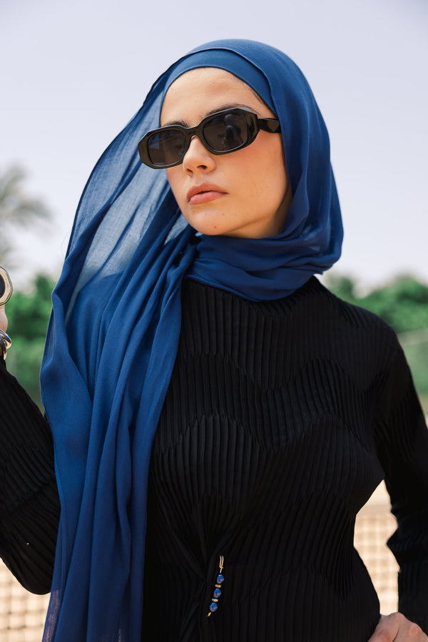 Indigo Blue Premium Bamboo Scarf Setplain