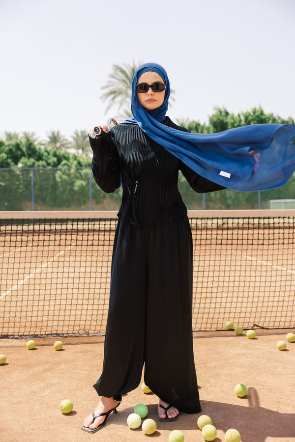 Indigo Blue Premium Bamboo Scarf Setplain