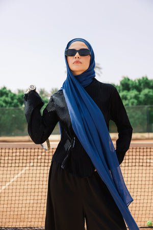 Indigo Blue Premium Bamboo Scarf Setplain