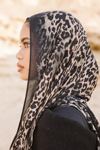 Leopardess printed premium modal scarf by WOROOD