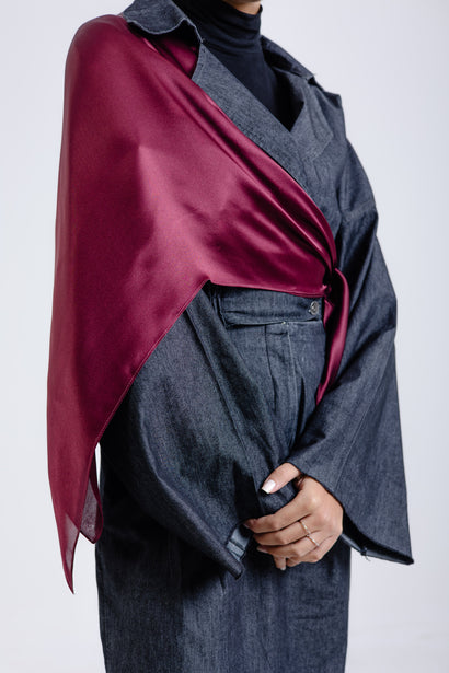 Maroon Square Silk ScarfPlain Silk