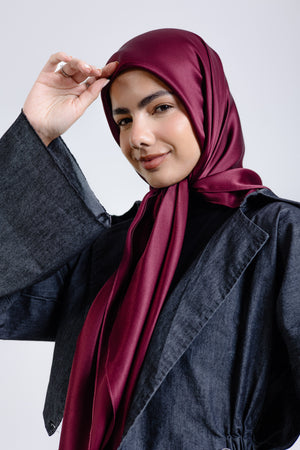 Maroon Square Silk ScarfPlain Silk