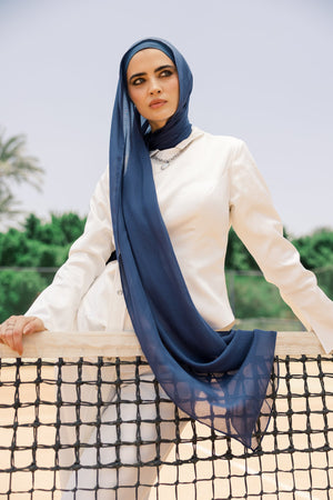 Navy Premium Bamboo Scarf Setplain