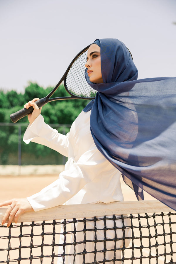 Navy Premium Bamboo Scarf Setplain
