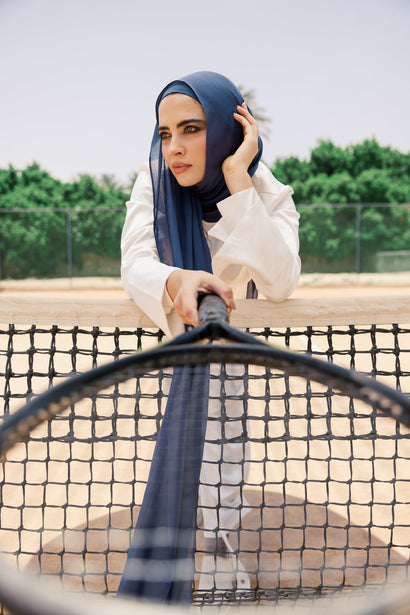 Navy Premium Bamboo Scarf Setplain