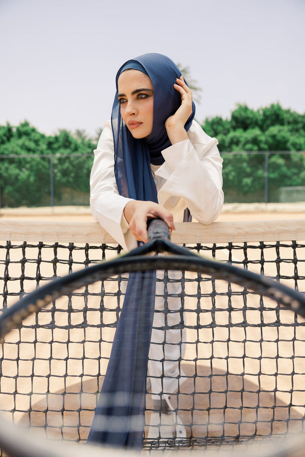 Navy Premium Bamboo Scarf Setplain