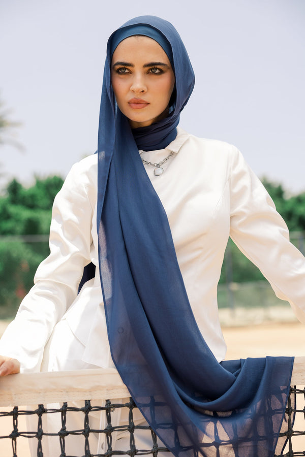 Navy Premium Bamboo Scarf Setplain
