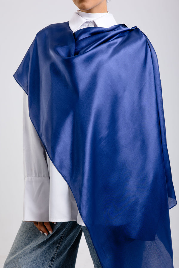 Navy Premium Silk ScarfPlain Silk