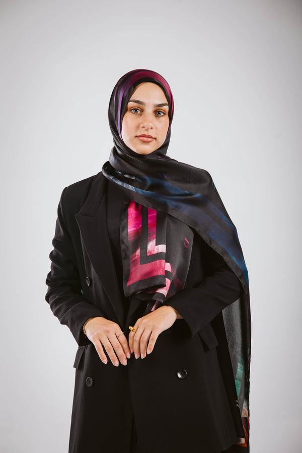 Onyx Insignia Premium Silk ScarfPrinted Silk