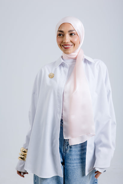 Powder Premium Silk ScarfPlain Silk