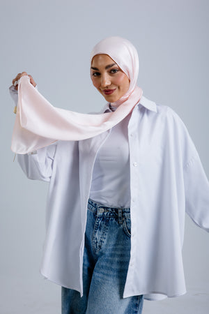 Powder Premium Silk ScarfPlain Silk