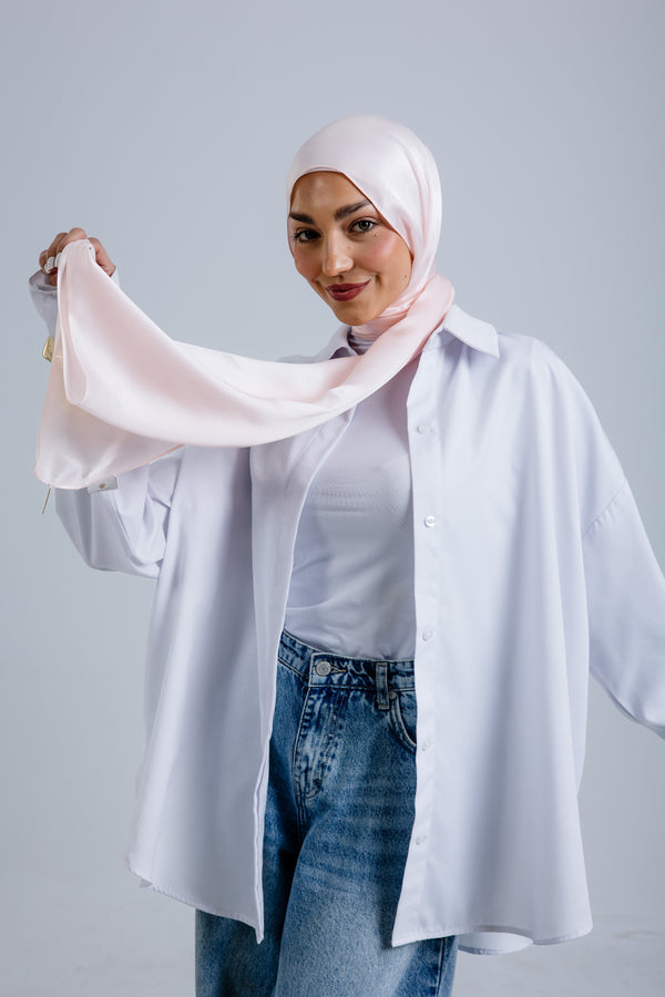 Powder Premium Silk ScarfPlain Silk