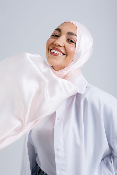 Powder Premium Silk ScarfPlain Silk
