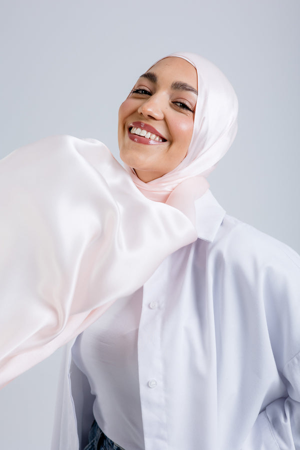 Powder Premium Silk ScarfPlain Silk