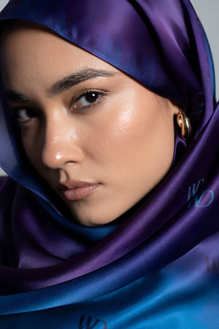 Beau bleu Premium Silk Scarf by WOROOD