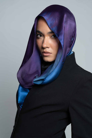 Beau bleu Premium Silk Scarf by WOROOD