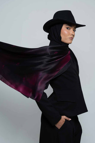 Rouge Nuit Premium Silk Scarf by WOROOD