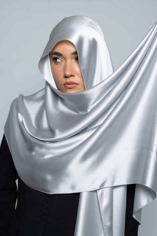 Silver Premium Silk Scarf by WOROOD