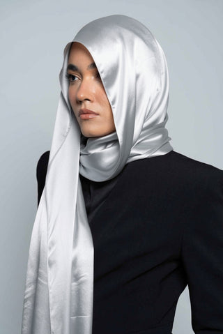 Silver Premium Silk Scarf by WOROOD