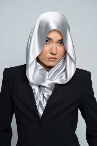 Silver Premium Silk Scarf by WOROOD