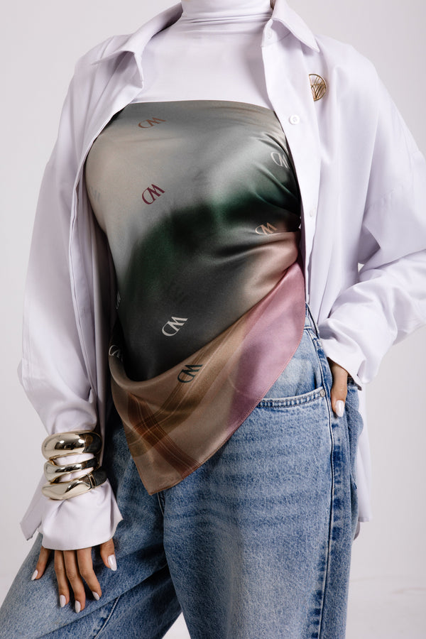 Rosée Pastel Square Silk ScarfPrinted Silk