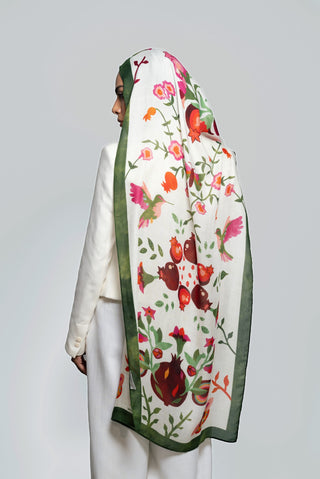Ruby Vines Printed Premium Modal Scarf by WOROOD