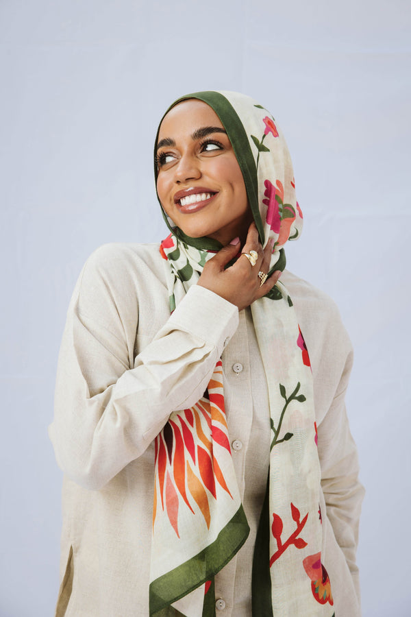 Ruby Vines Printed Premium Modal ScarfPrinted