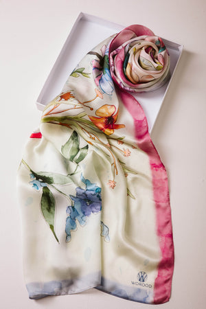 Silken Flora Premium Silk ScarfPrinted Silk