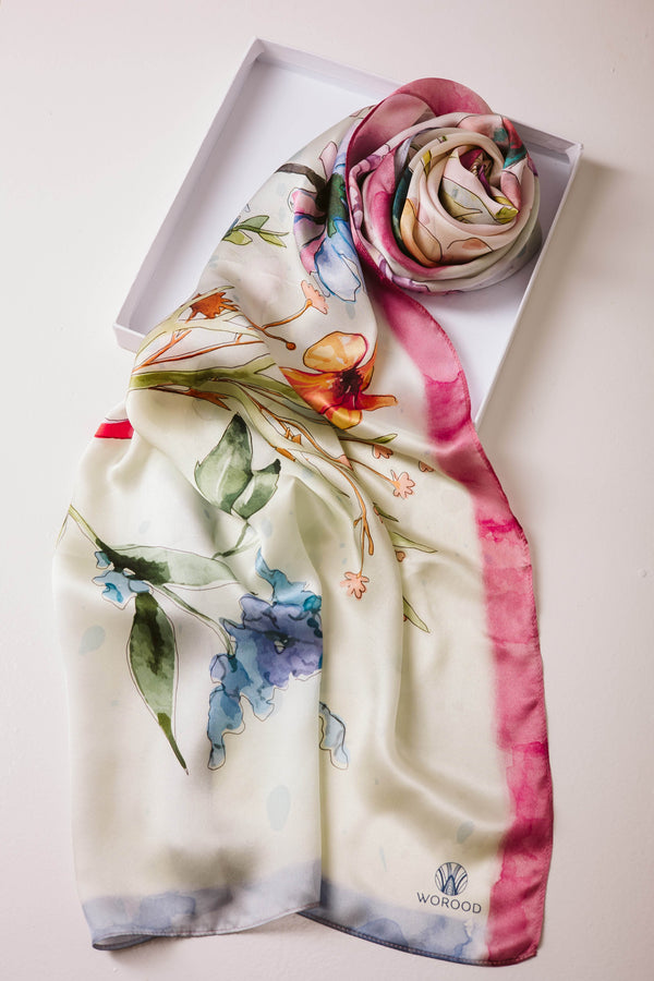 Silken Flora Premium Silk ScarfPrinted Silk