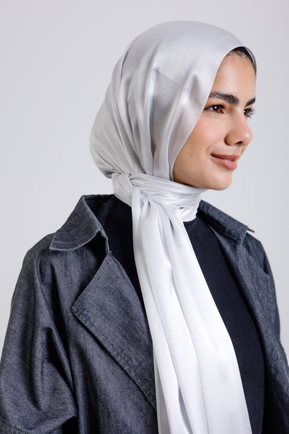 Silver Premium Silk ScarfPlain Silk