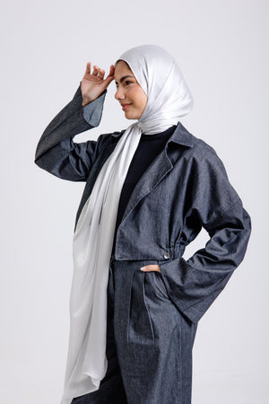Silver Premium Silk ScarfPlain Silk