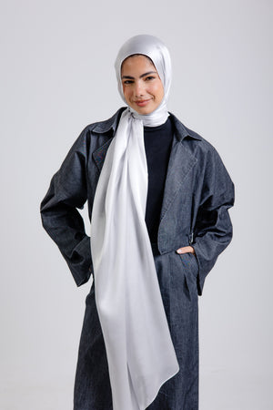 Silver Premium Silk ScarfPlain Silk