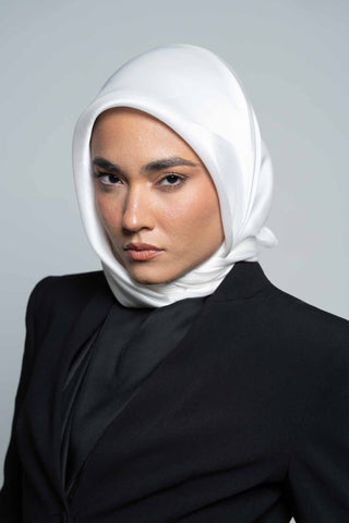 Crème Square Silk Scarf by WOROOD
