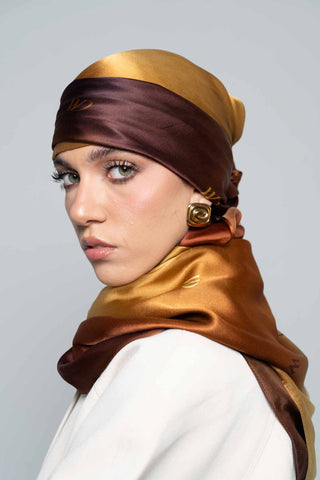 Jour Doré Square Silk Scarf by WOROOD