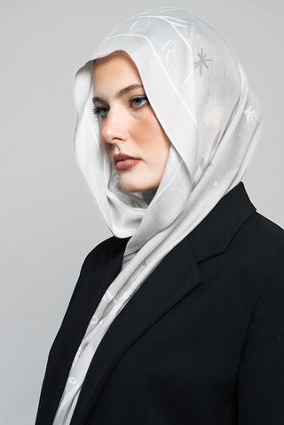 Sunny Days In Grey Printed Premium Modal Scarf by WOROOD