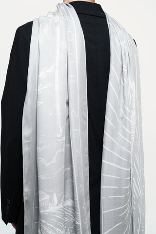 Sunny Days In Grey Printed Premium Modal Scarf by WOROOD