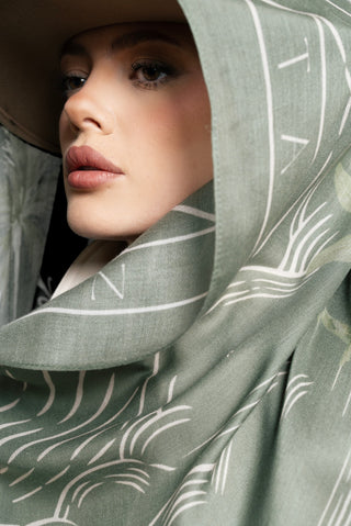 Sunny Days In Olive Printed Premium Modal Scarf by WOROOD