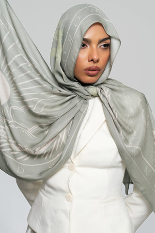 Sunny Days In Sage Printed Premium Modal Scarf by WOROOD