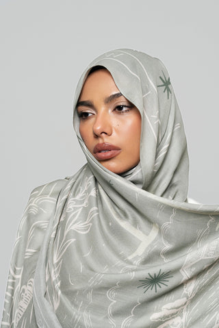 Sunny Days In Sage Printed Premium Modal Scarf by WOROOD